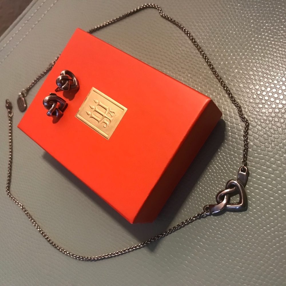 James Avery Heart Knot Necklace and earring set